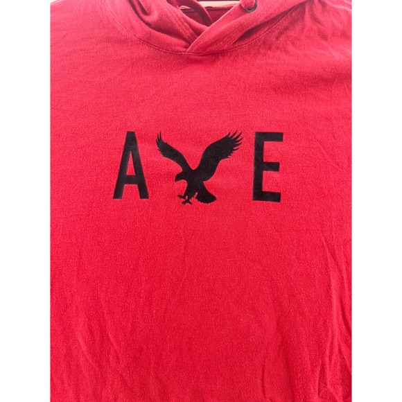 American Eagle Outfitters Red Hoodie Pullover Eagle Logo Long Sleeve Size L - Picture 4 of 7